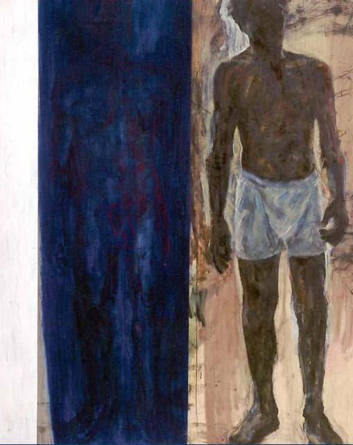 Charles Campbell, Double Self, 1997. Mixed media on paper on canvas.